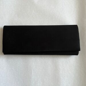 BCBG black satin clutch
